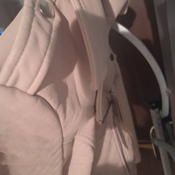 NWT AMERICAN RAG X SMALL PLEATHER VERY LIGHT PINK MOTO JACKET - Picture 8 of 9